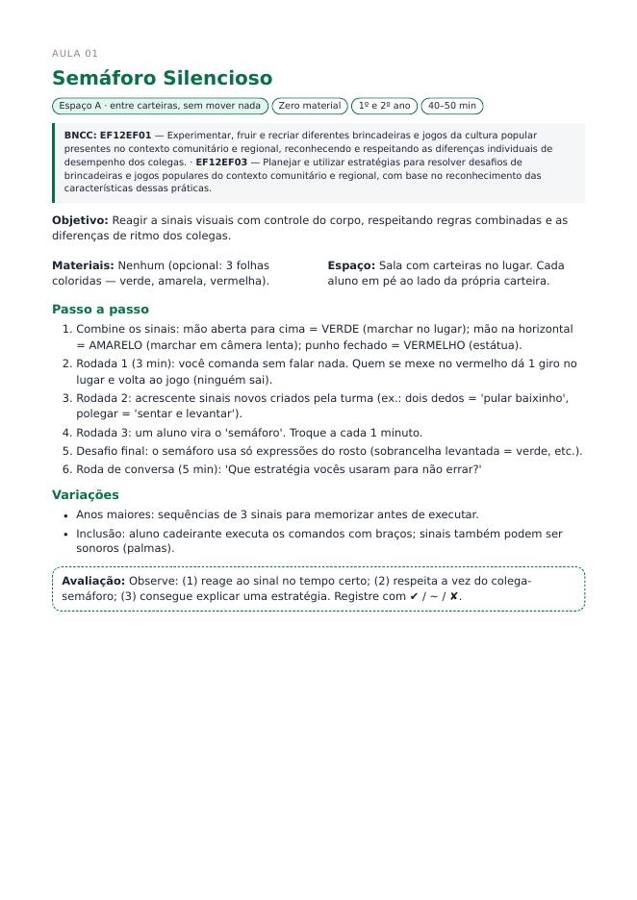Aula Semáforo Silencioso